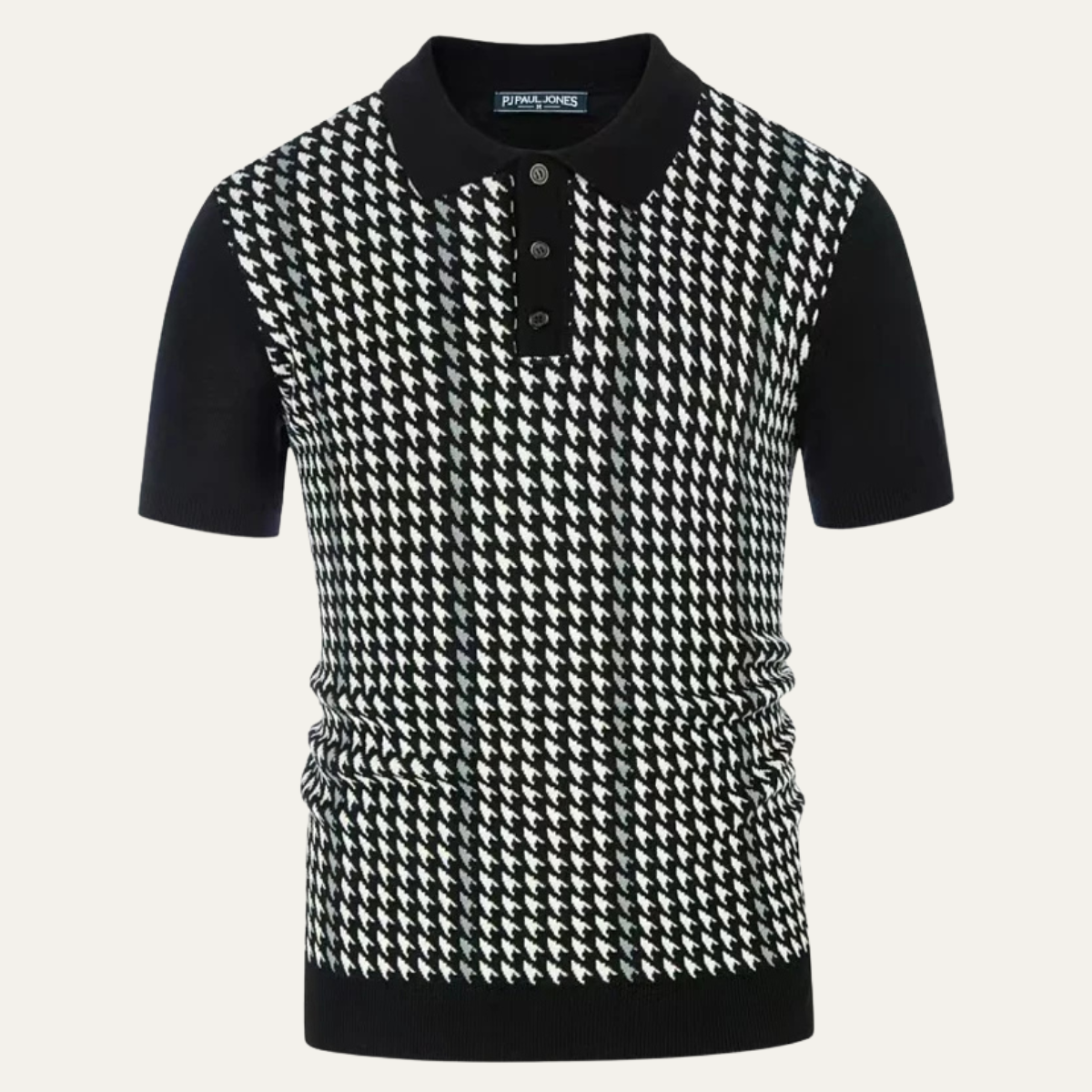 Axel | Men's Houndstooth Polo Shirt Black White