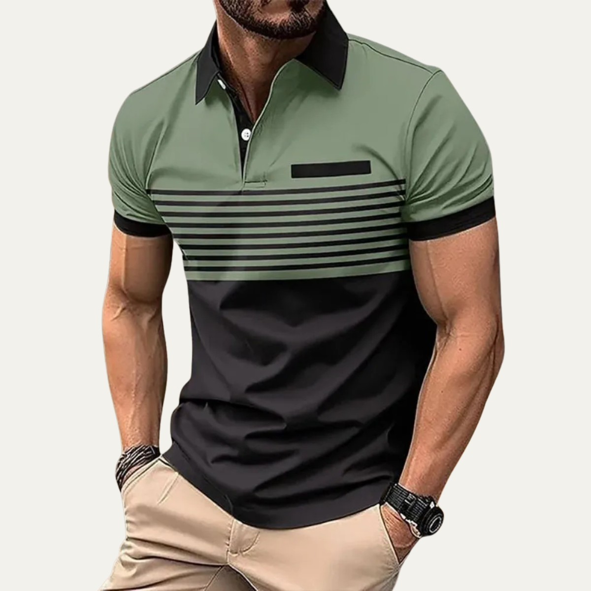 Hudson | Men's Polo Shirt White Navy Striped