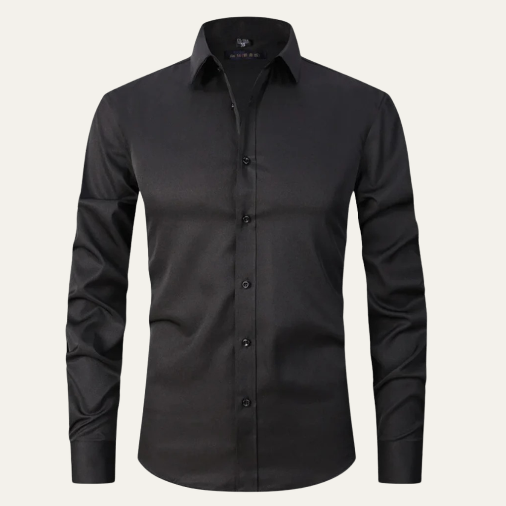 Dama Washington Axel men's dress shirt black long sleeve button up - front view