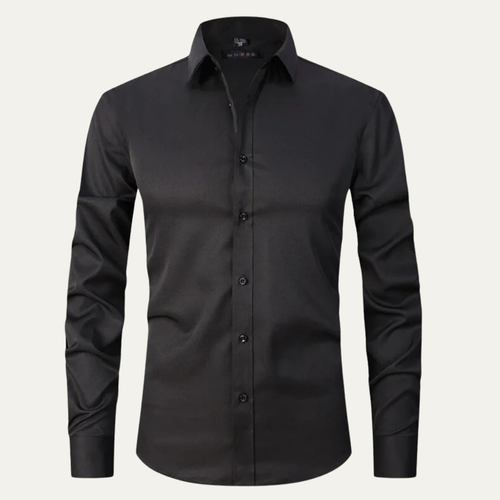 Dama Washington Axel men's dress shirt black long sleeve button up - front view