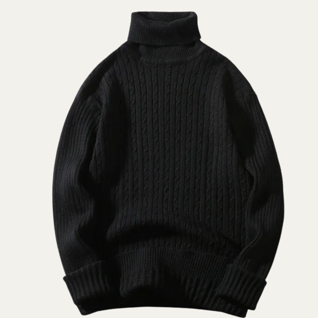 Dama Washington Nash men's cable knit turtleneck sweater cream - view 2