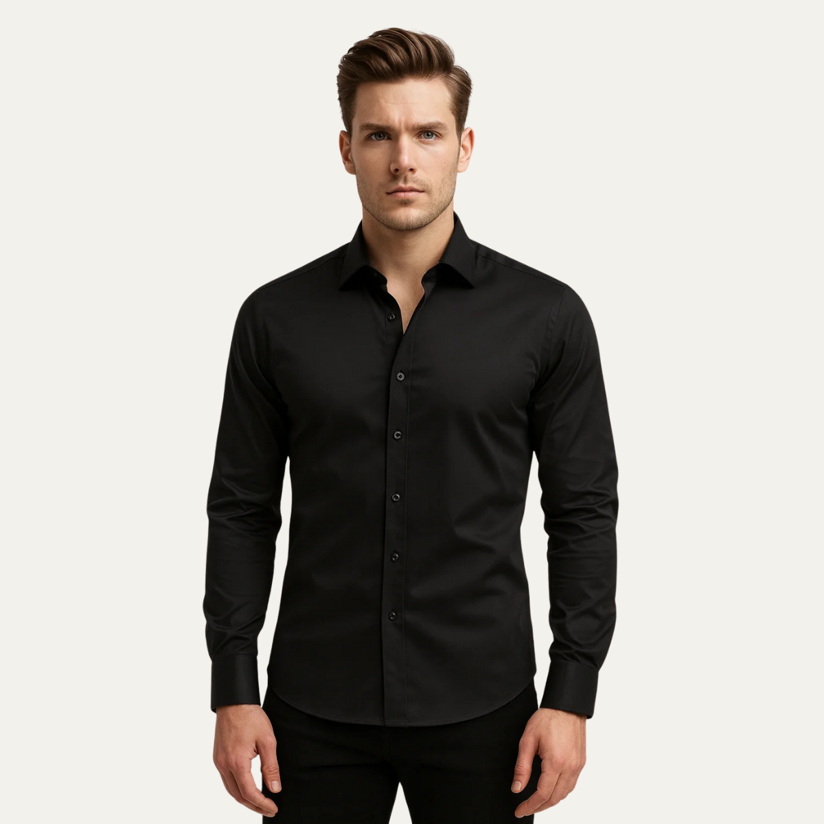 Axel | Men's Dress Shirt Black Long Sleeve Button Up