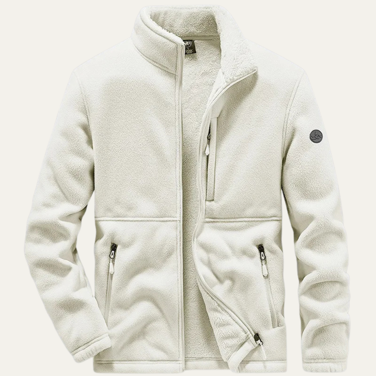 Rhett | Men's Fleece Jacket Cream Full Zip Lightweight