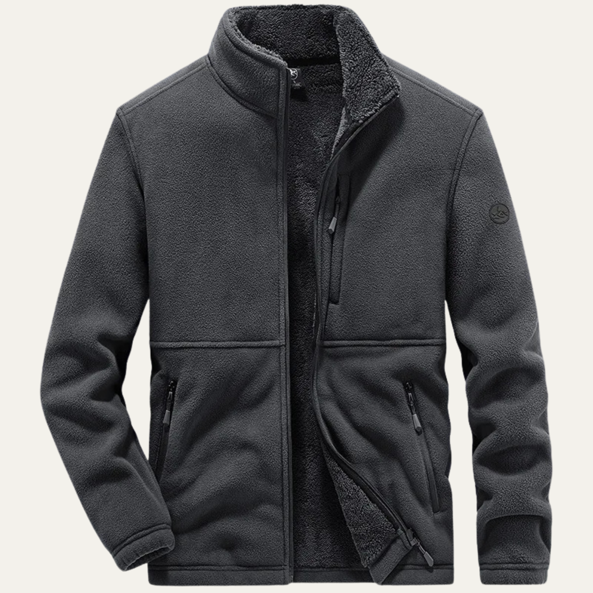 Rhett | Men's Fleece Jacket Cream Full Zip Lightweight