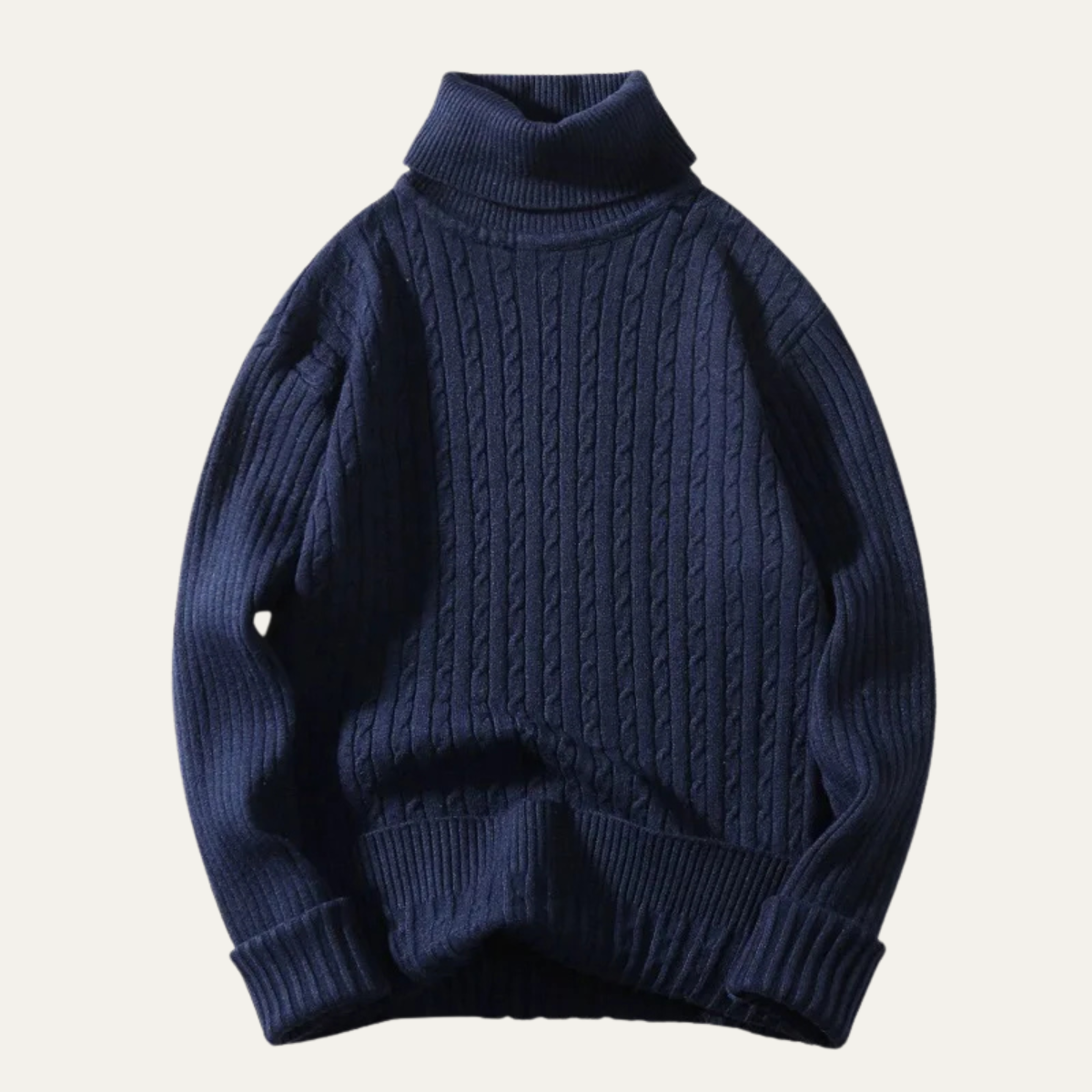 Nash | Men's Cable Knit Turtleneck Sweater Cream