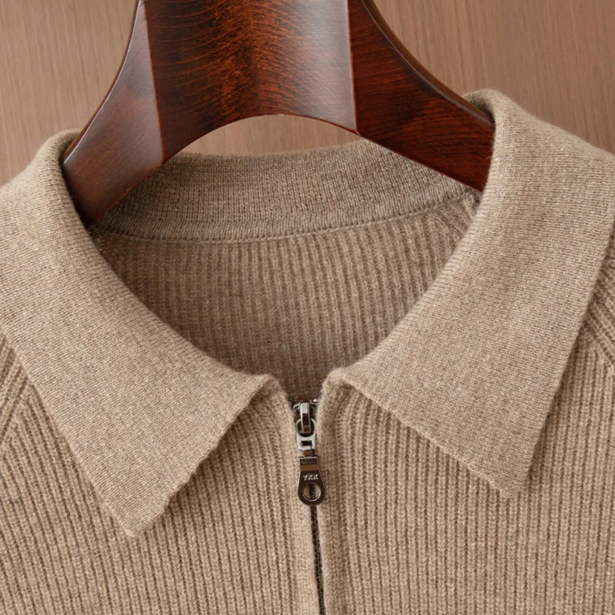 Liv | Men's Ribbed Quarter Zip Sweater Cream Collared