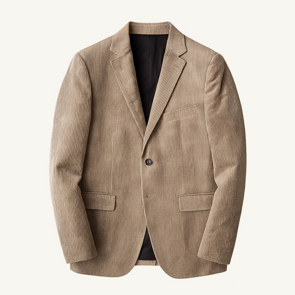Ezra | Men's Casual Corduroy Blazer Beige Single Breasted