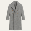 Dama Washington Bram men's herringbone double breasted wool coat gray - front view
