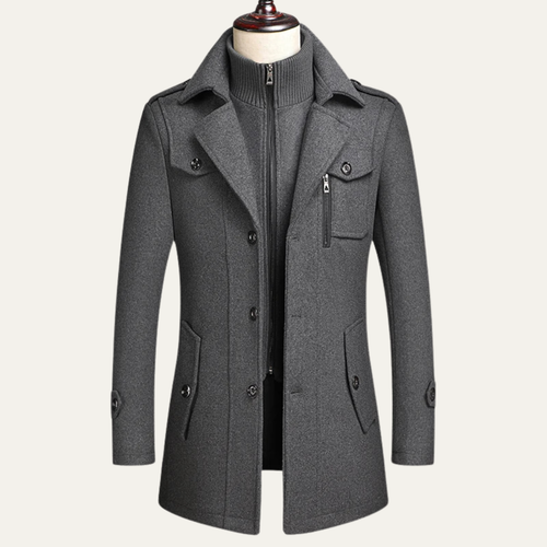 Dama Washington Aria men's wool blend overcoat brown button front long coat - view 2