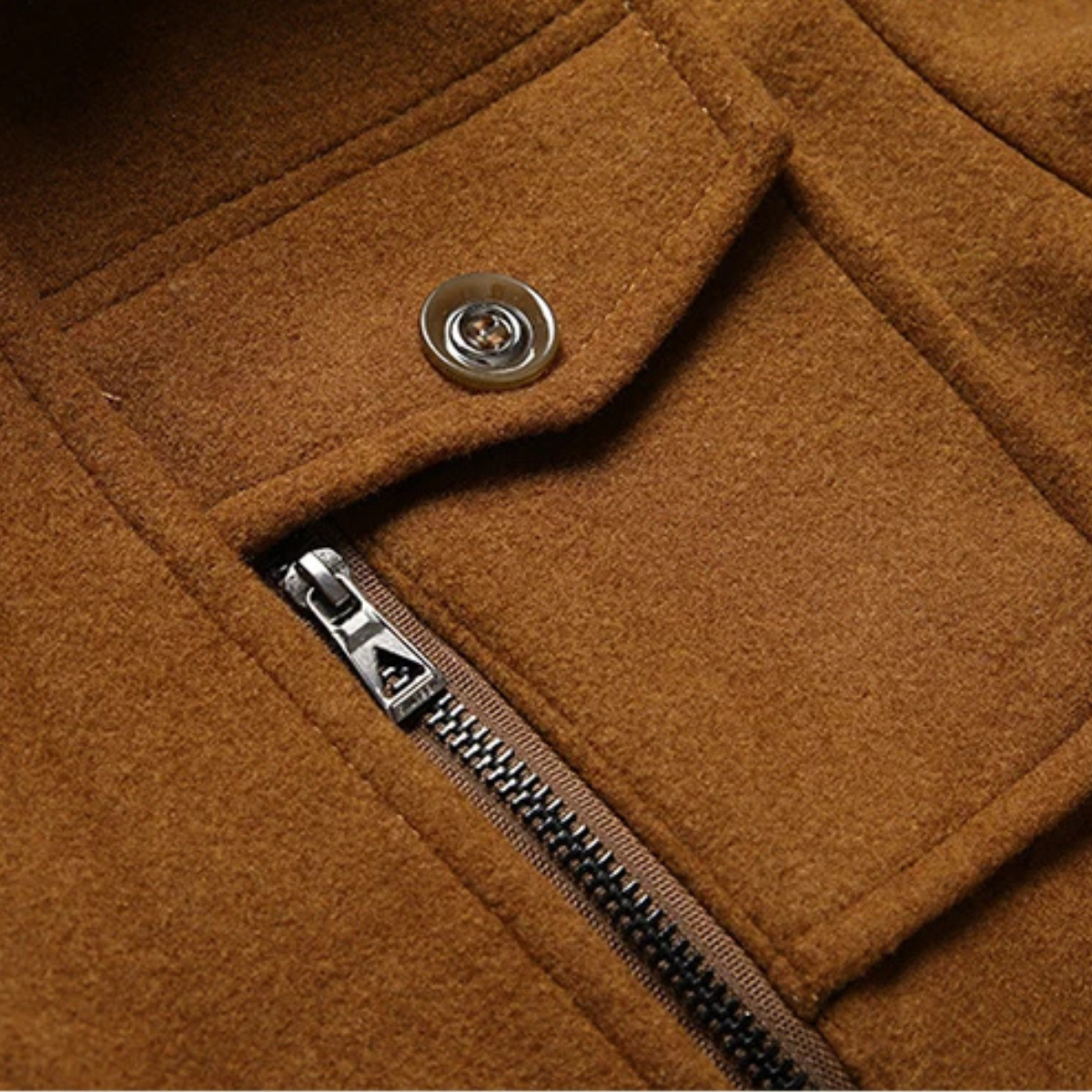 Aria | Men's Wool Blend Overcoat Brown Button Front Long Coat