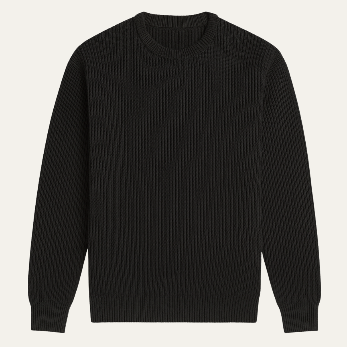 Bram | Men's Crew Neck Ribbed Knit Sweater Black