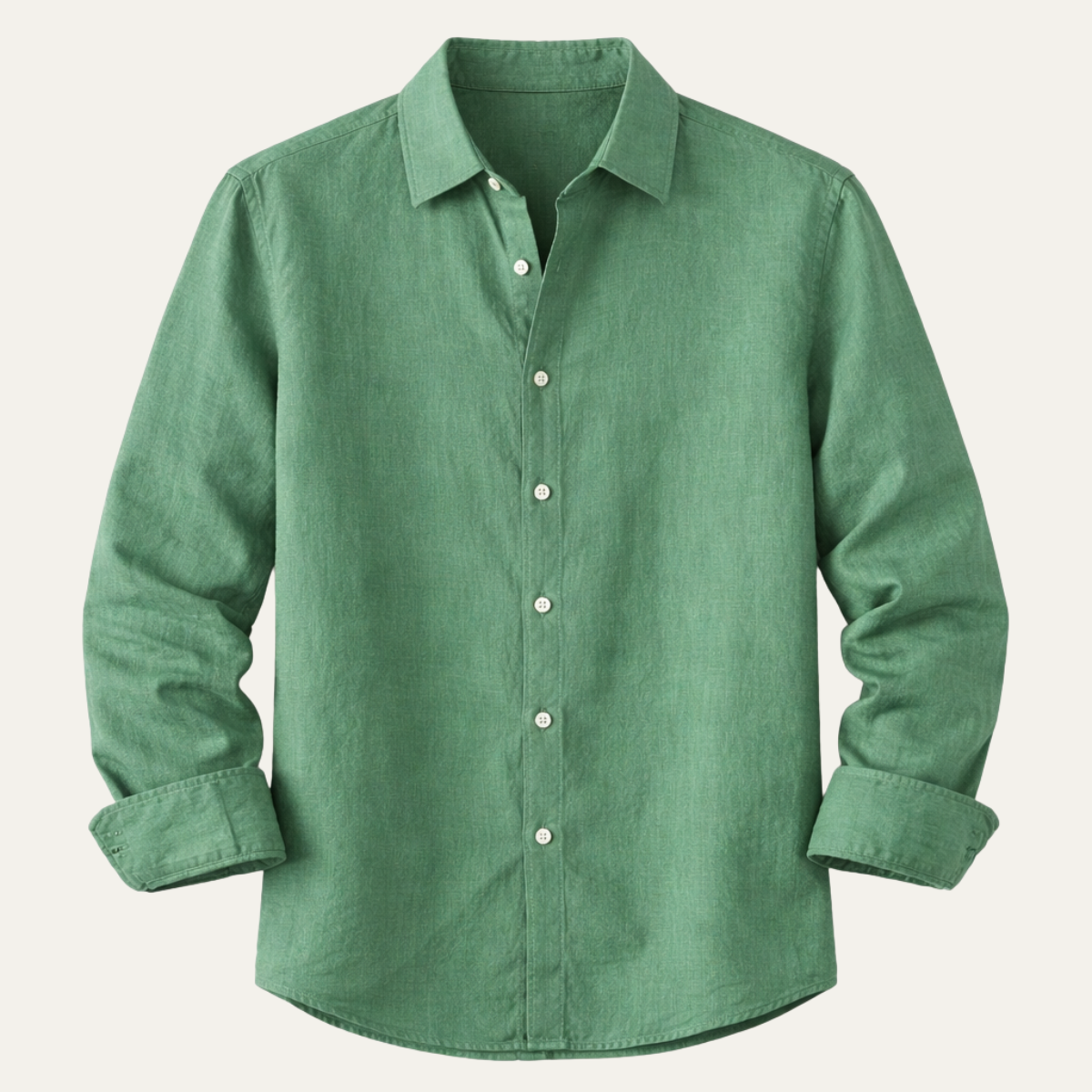 Ashby | Men's Linen Shirt Green Long Sleeve Button Up