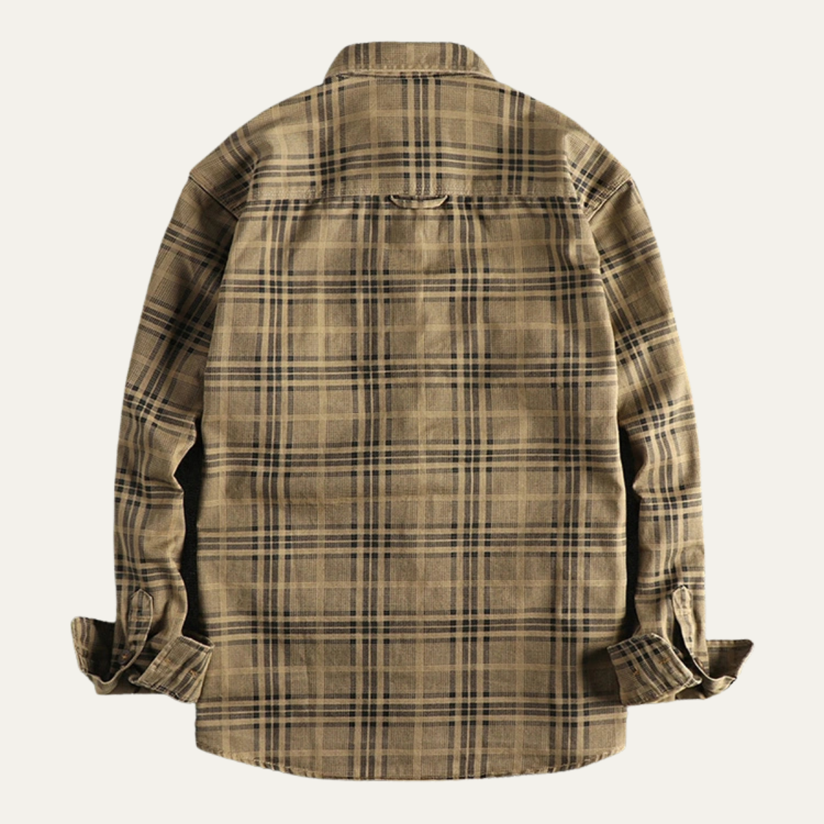 Beau | Men's Flannel Shirt Jacket Tan Plaid Long Sleeve