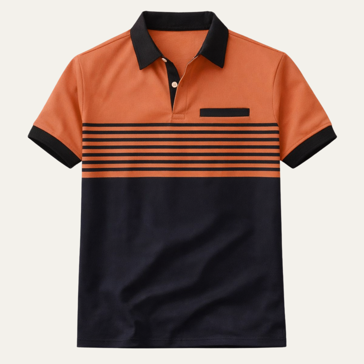 Jude | Men's Striped Polo Shirt Orange Black Colorblock