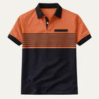 Dama Washington Jude men's striped polo shirt orange black colorblock - view 4