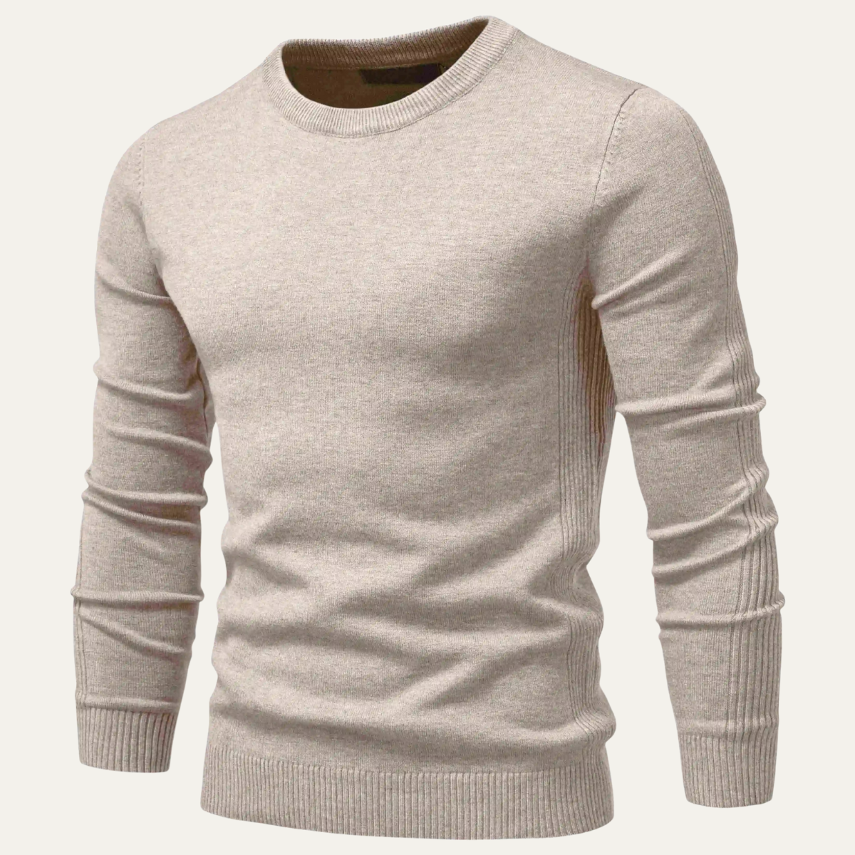 Kade | Men's Crew Neck Sweater Gray Ribbed Knit