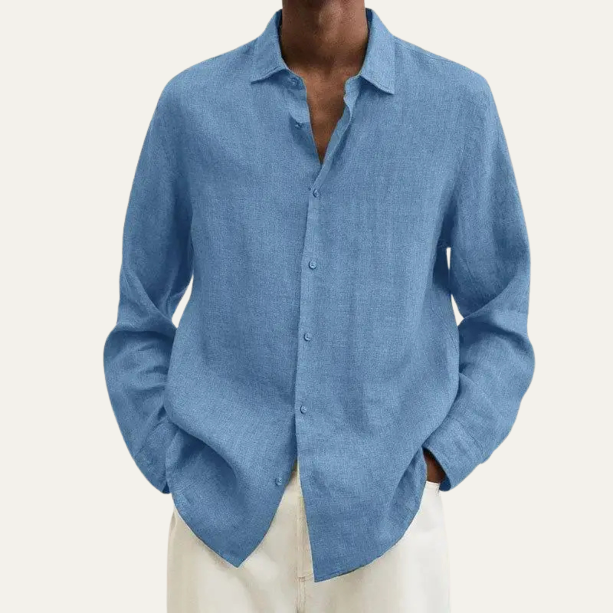 Luca | Men's Linen Button Up Shirt Light Blue