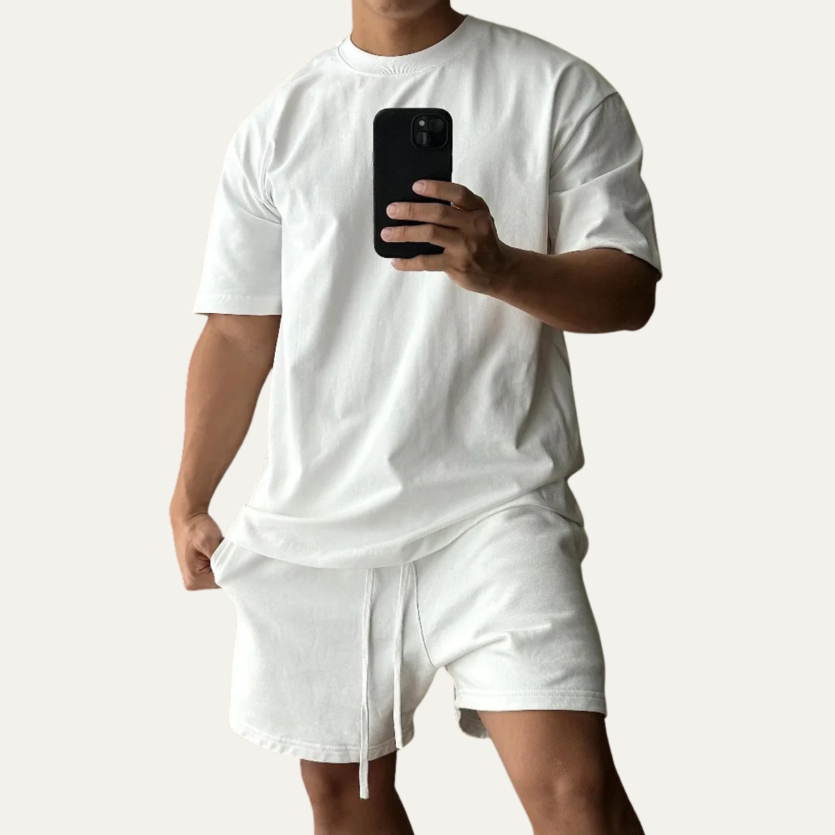 Beau | Men's Sweatsuit Black Casual Crew Neck