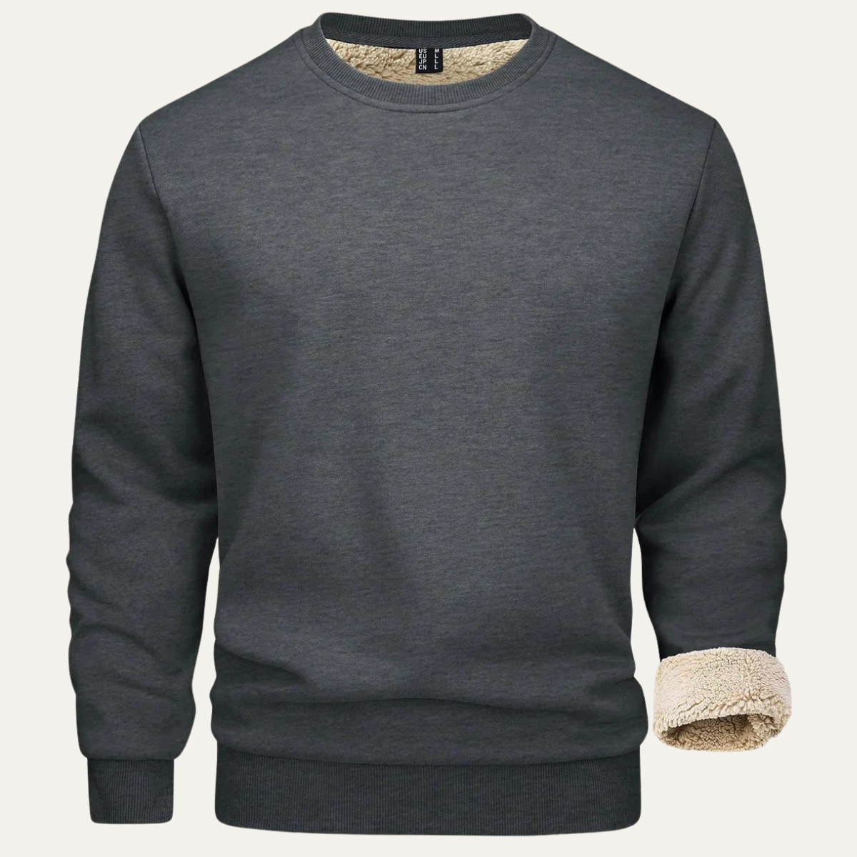 Beau | Men's Fleece Lined Crew Neck Sweatshirt Gray