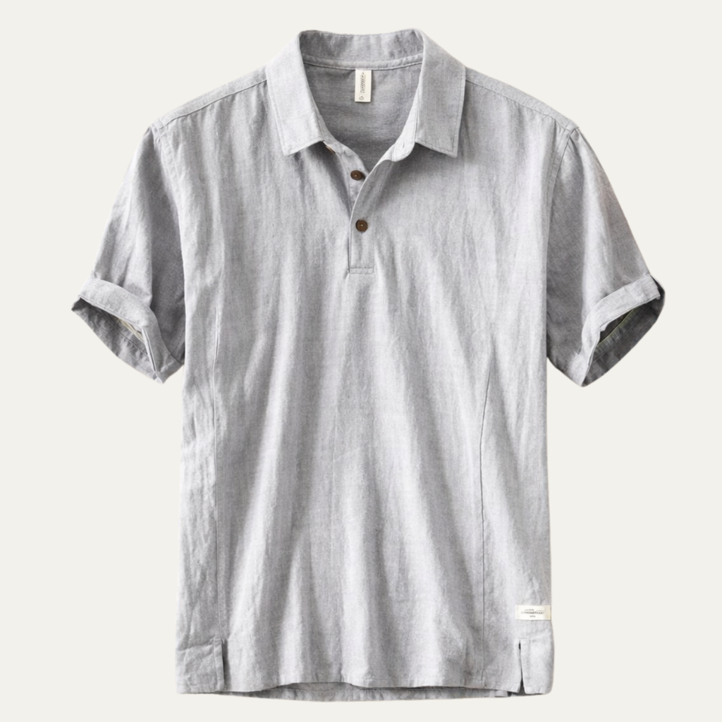 Dama Washington Callum men's linen polo shirt gray short sleeve - view 5
