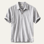 Dama Washington Callum men's linen polo shirt gray short sleeve - view 5