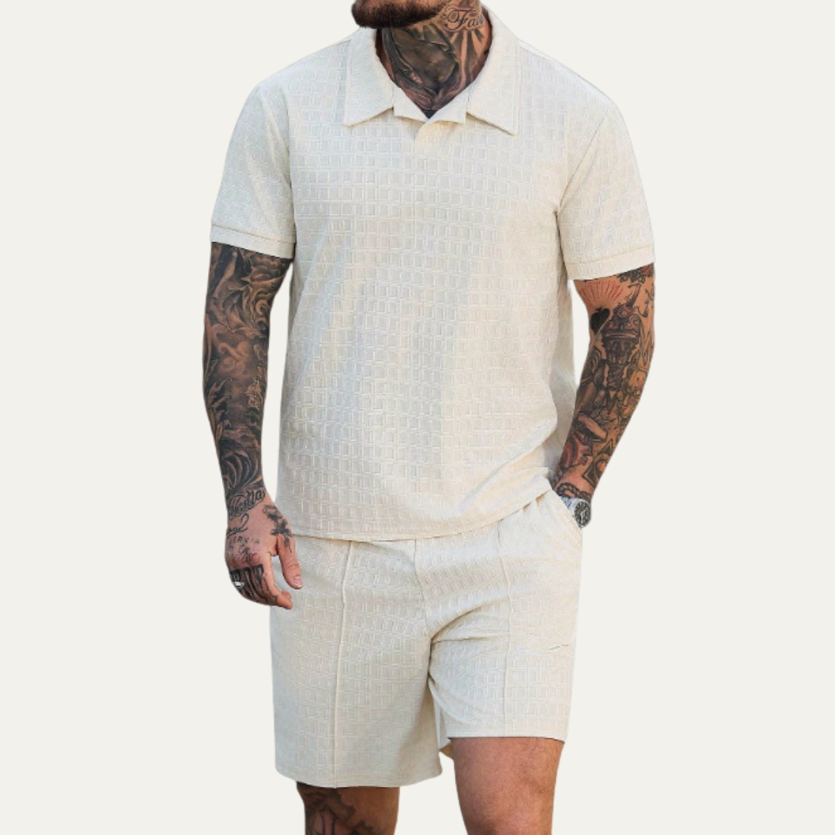 Jude | Men's Sweatsuit Light Blue Polo Short Sleeve