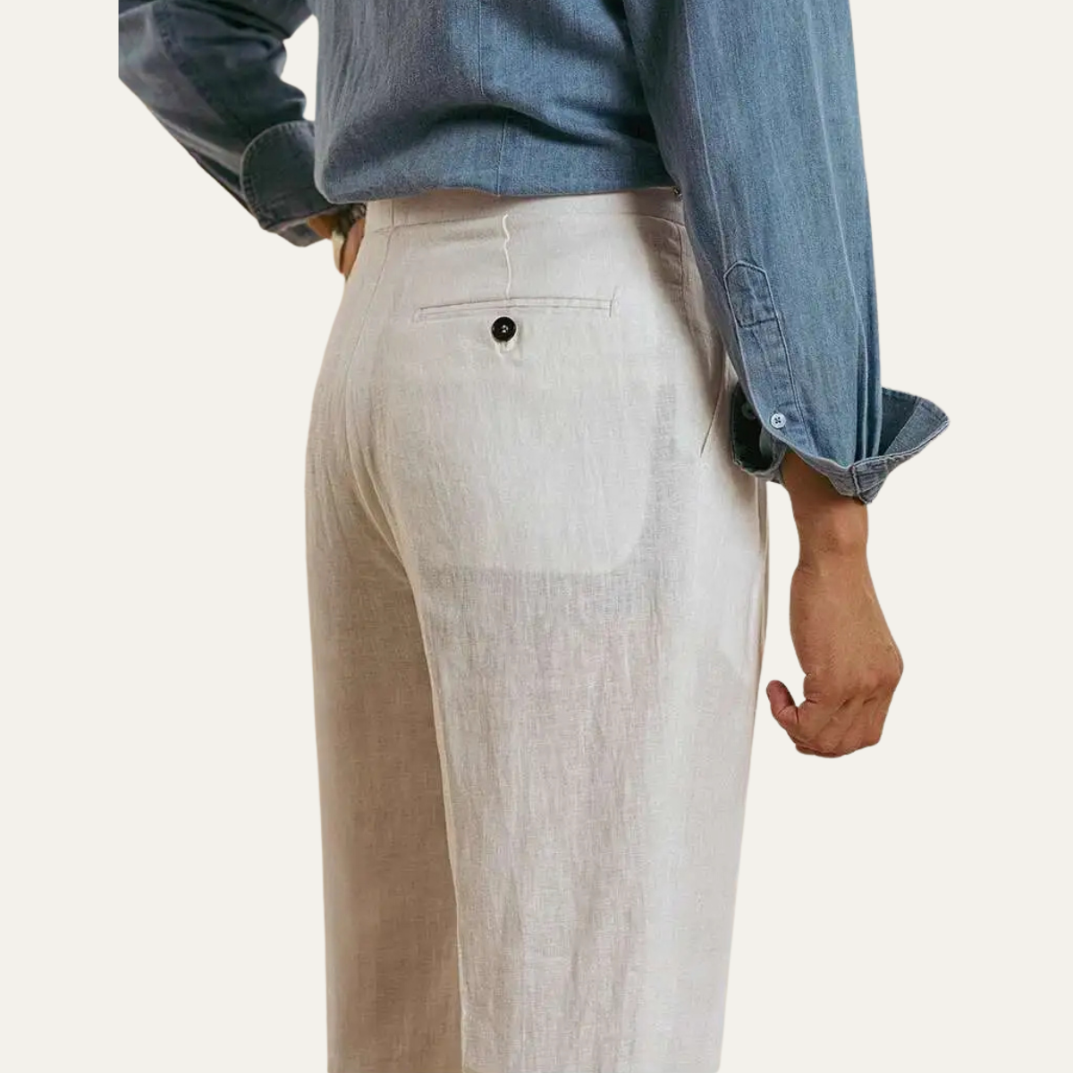 Ezra | Men's Pleated Linen Pants Cream