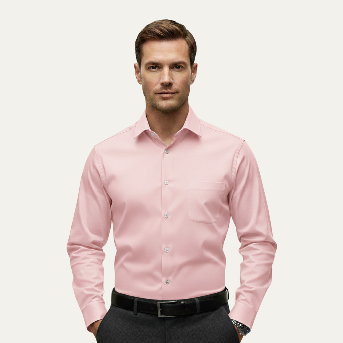Luca | Men's Pink Dress Shirt Slim Fit Long Sleeve