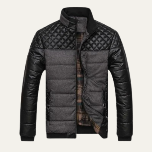 Dama Washington Axel men's quilted puffer jacket black olive color block - view 2