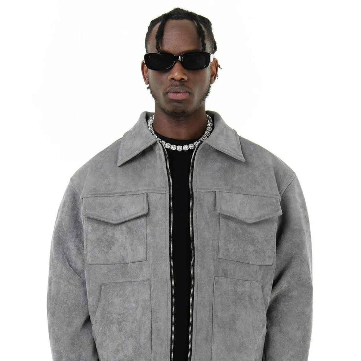 Axel | Men's Casual Suede Utility Jacket Black