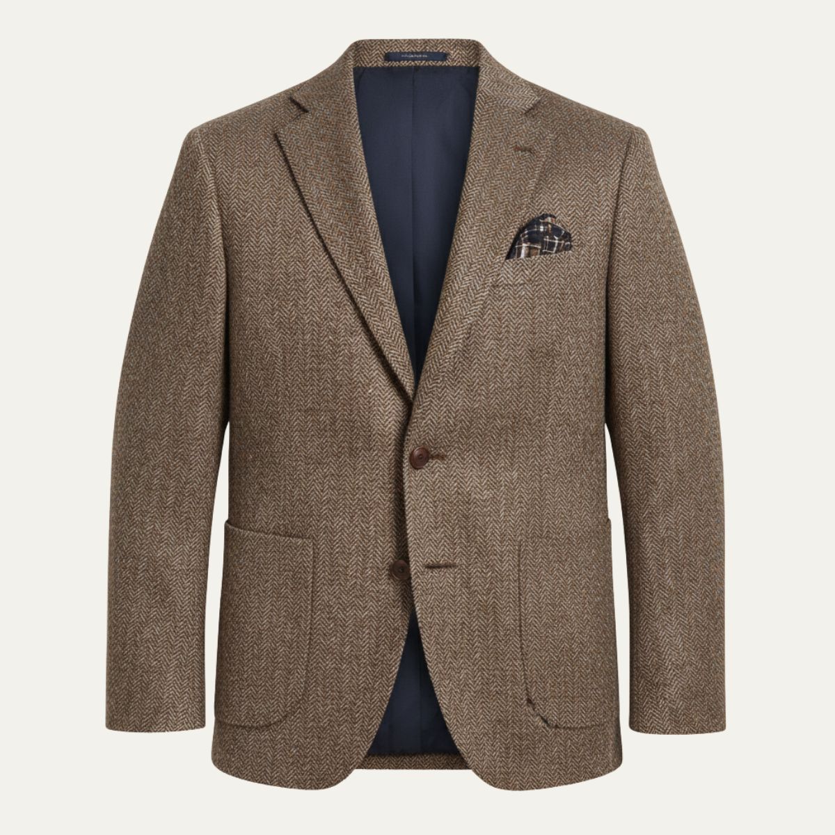 Evan | Men's Navy Herringbone Wool Blazer Single Breasted