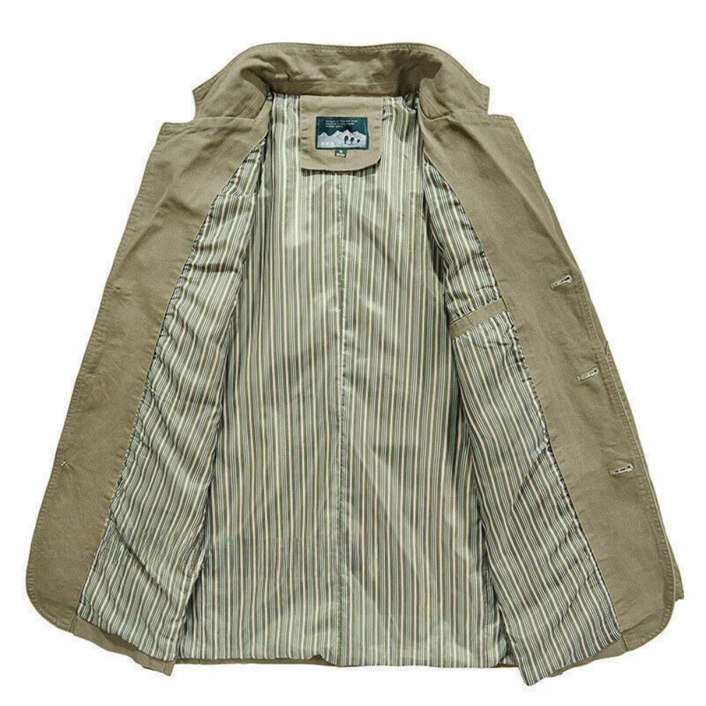 Voss | Men's Casual Lightweight Blazer Beige Cotton