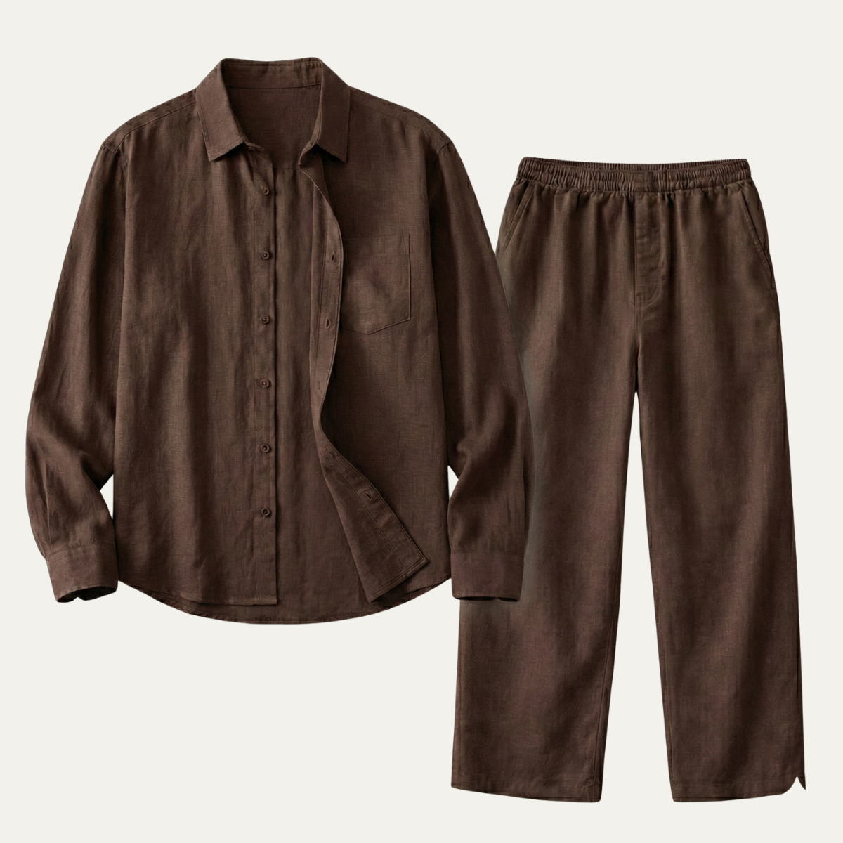 Rowan | Men's Linen Set Cream Oversized Shirt Pants