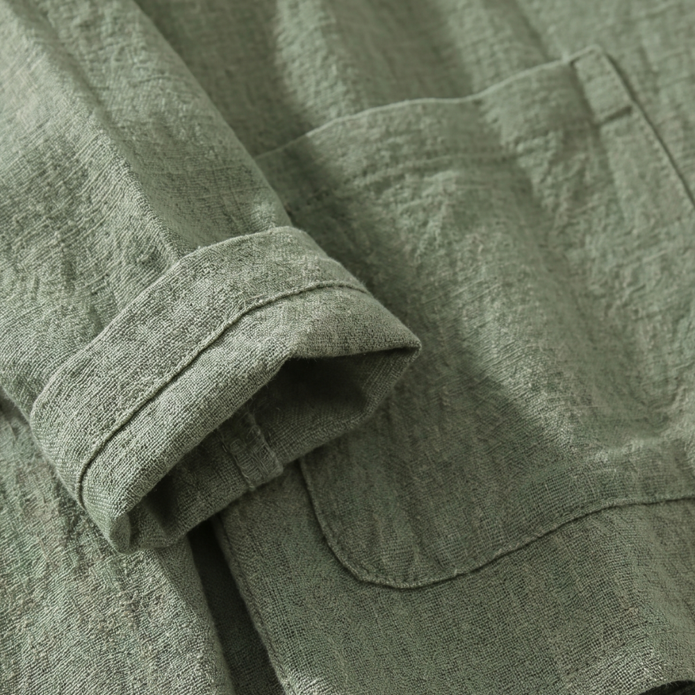 Dama Washington Ash men's casual linen button up shirt jacket sage green - view 9