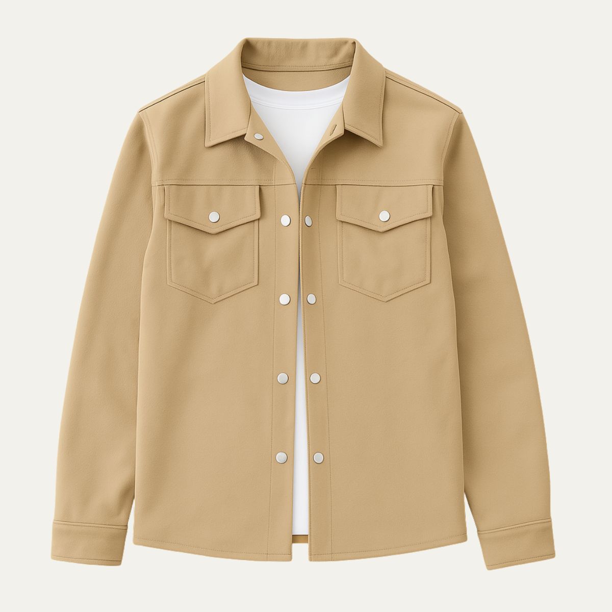 Beau | Men's Casual Overshirt Cream Button Up