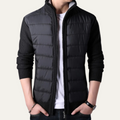 Dama Washington Axel men's quilted puffer jacket black knit sleeve - front view
