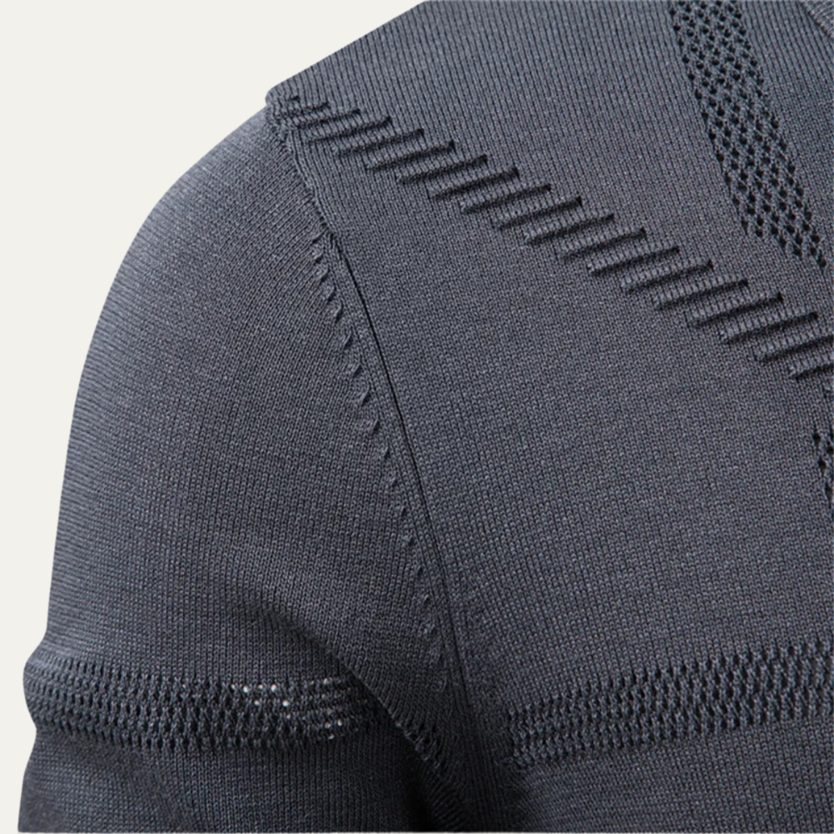 Wade | Men's Lightweight Polo Sweater Gray Geometric Pattern Long Sleeve