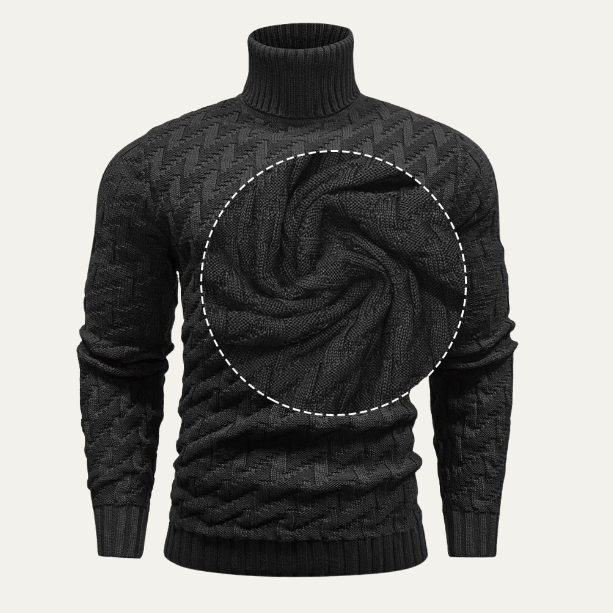 Wyatt | Men's Turtleneck Cable Knit Sweater Black
