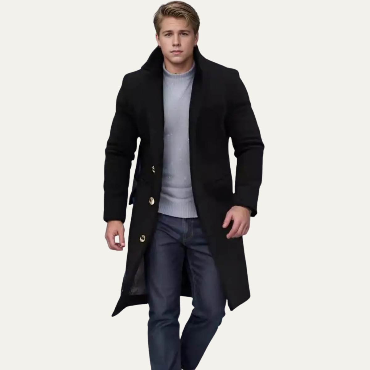 Wyatt | Men's Wool Blend Overcoat Black