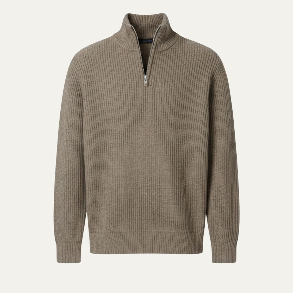 Luca | Men's Quarter Zip Sweater Black Ribbed Knit