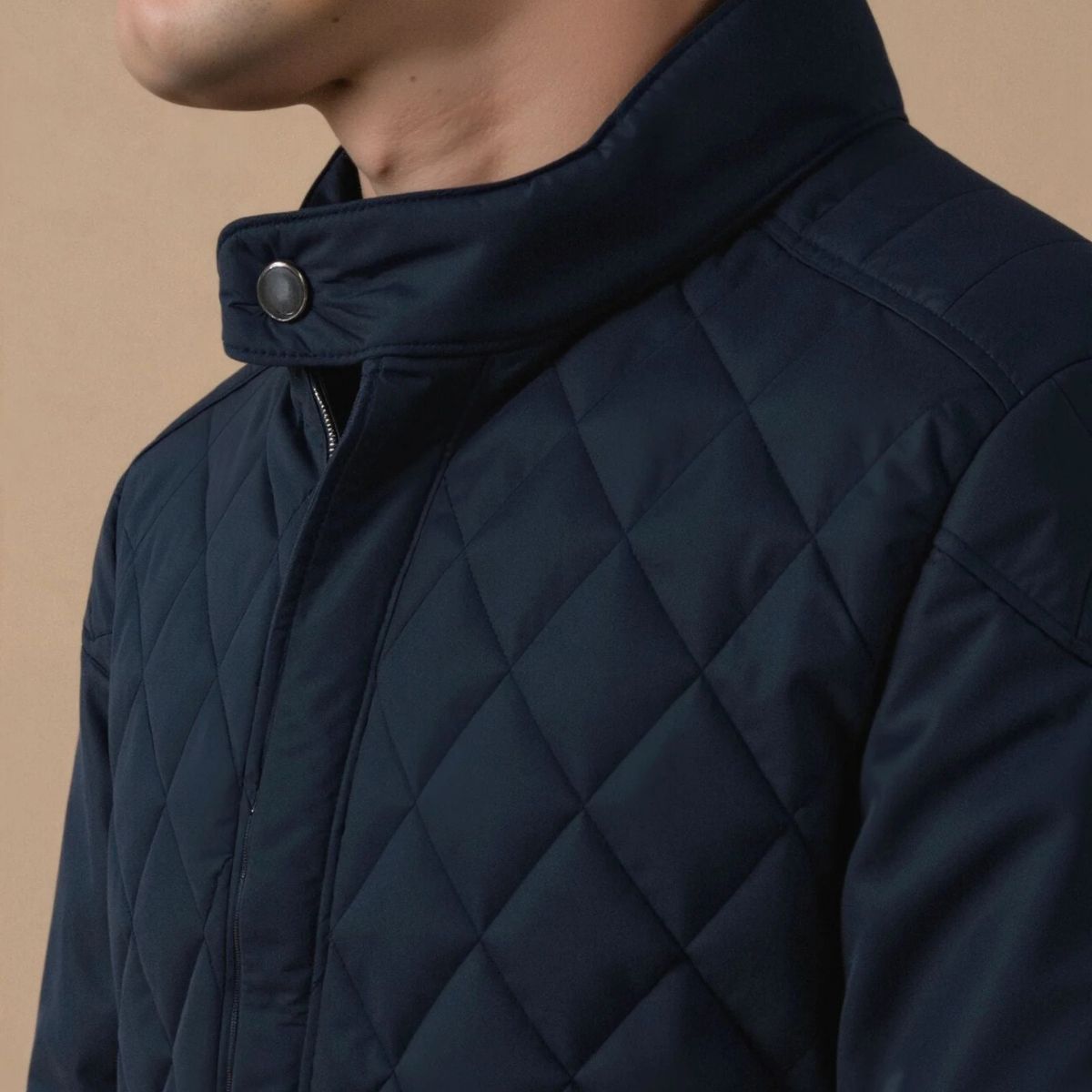 Beau | Men's Quilted Jacket Navy Blue Lightweight Zip Up