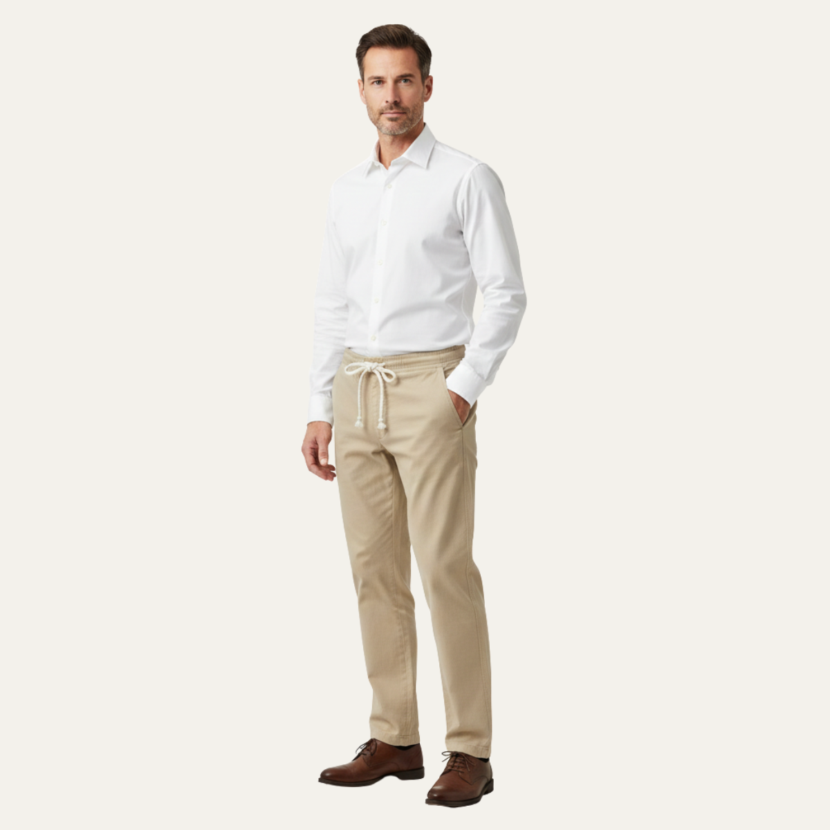 Lars | Men's Linen Pants White Drawstring Relaxed Fit