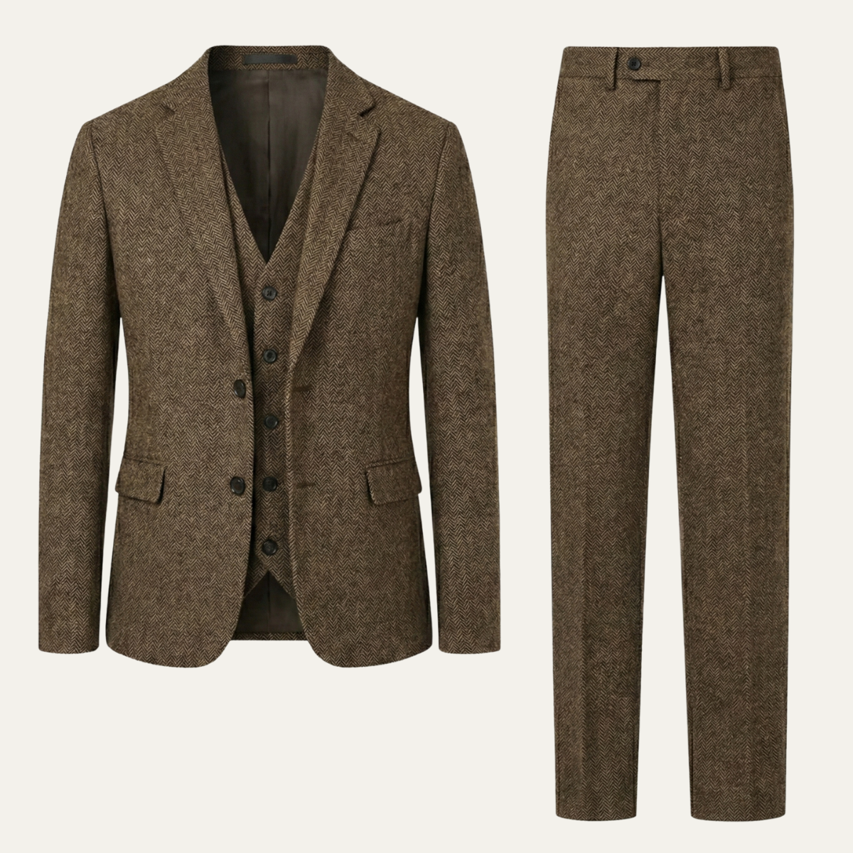 Everett | Men's Tweed Suit Gray Herringbone Three Piece