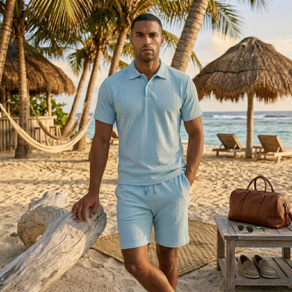 Ash | Men's Jacquard Polo Shirt Black Short Sleeve