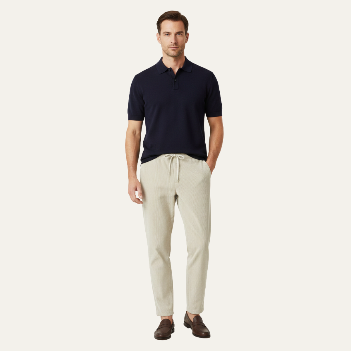 Rhys | Men's Casual Ribbed Lounge Pants Cream