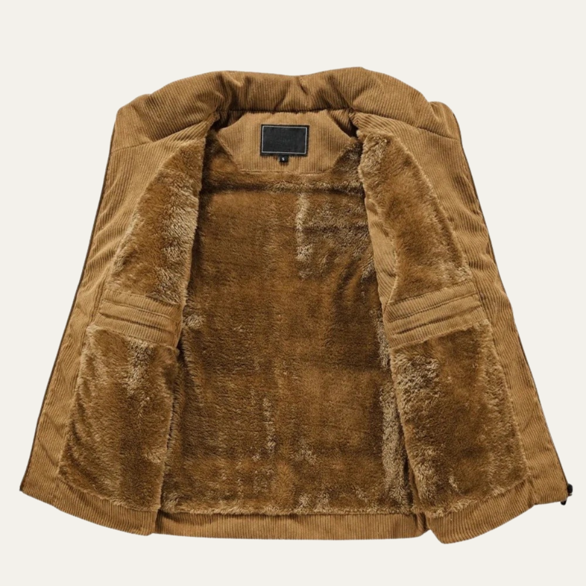 Bram | Men's Corduroy Puffer Vest Tan Sherpa Lined