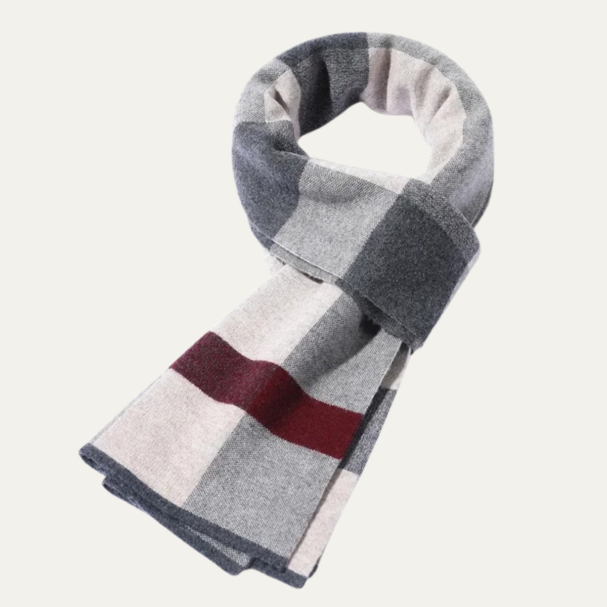 Bram | Men's Plaid Knit Scarf Gray Black Cream