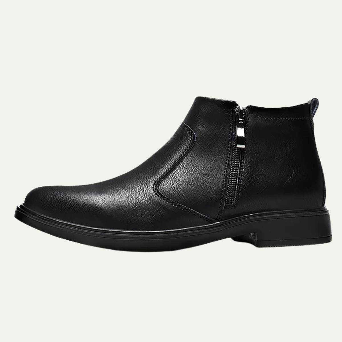 Rhys | Men's Casual Side Zip Leather Ankle Boots Black