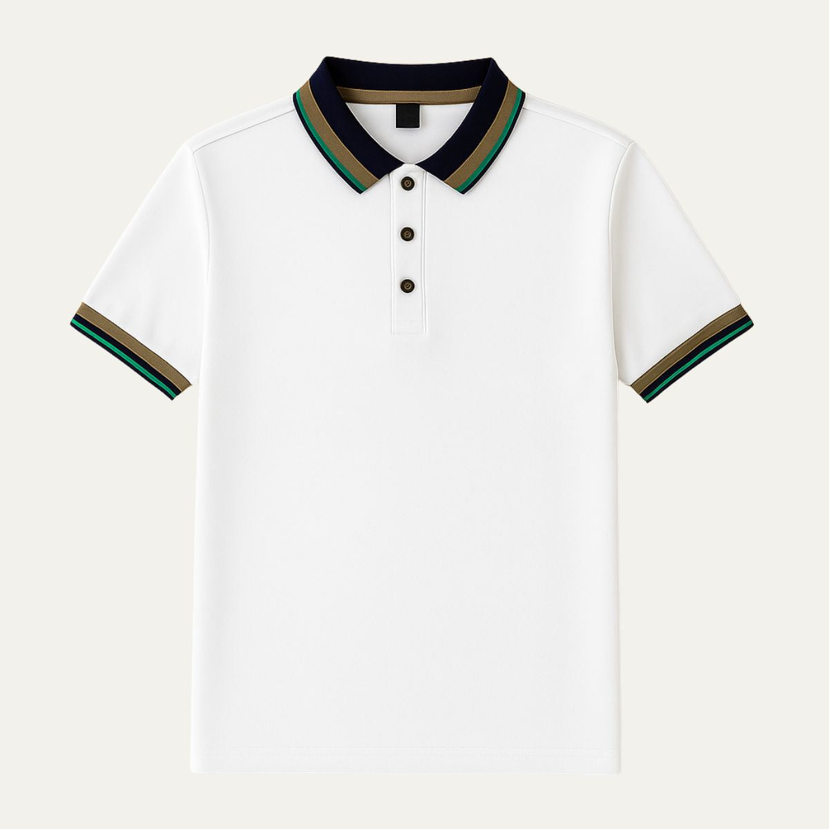 Thea | Men's Striped Polo Shirt White Teal