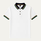 Dama Washington Thea men's striped polo shirt white teal - view 7